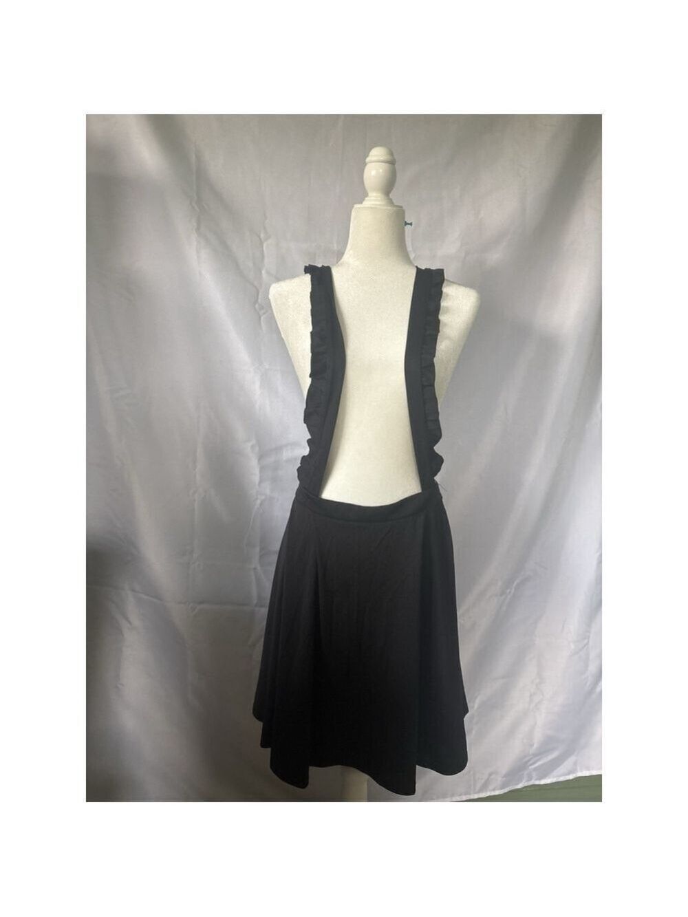 SHEIN Curve 3XL Black Pinafore Overall Dress Ruffle Straps Skater Mini ✨✨✨